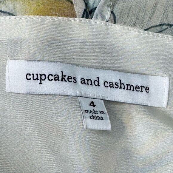 Cupcakes and Cashmere Floral Chiffon Tiered Lined Long Sleeve Midi Dress Size 4 - Picture 3 of 15